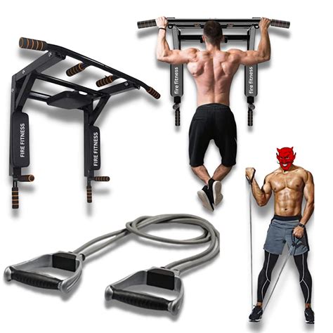 FIRE FITNESS pull up bar wall mount solid metal handle for dips station ...