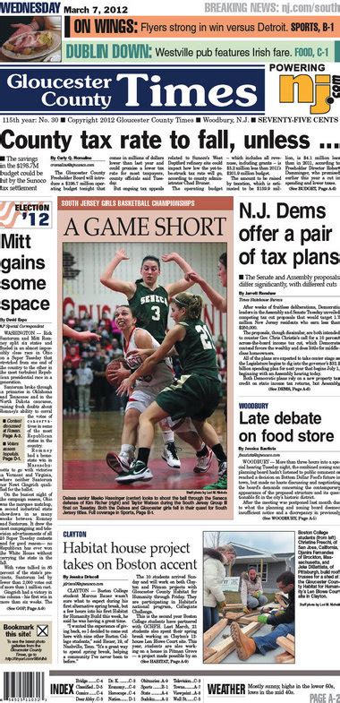 Today's Gloucester County Times front page, March 7, 2012 - nj.com
