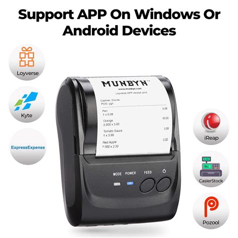 MUNBYN Android Wireless Bluetooth Thermal Printer with Carry Case ...