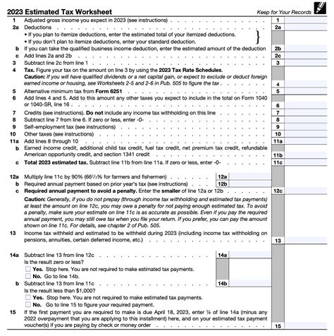 Form 1040-ES Guide: Simplify Your Tax Planning - Worksheets Library