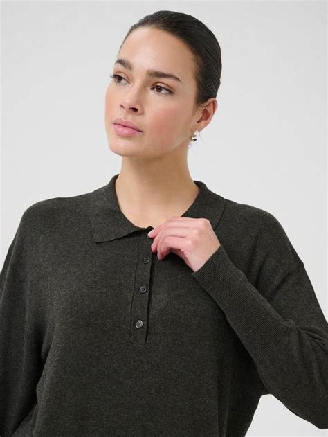 KAFFE KAlizza Polo Midi Dress, Dark Grey Melange