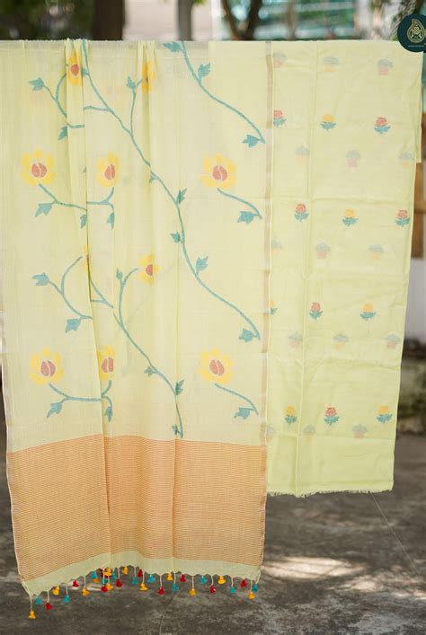 hand woven linen jamdani suit set oh wow – EthnicElement