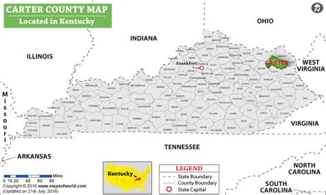 Carter County Map, Kentucky