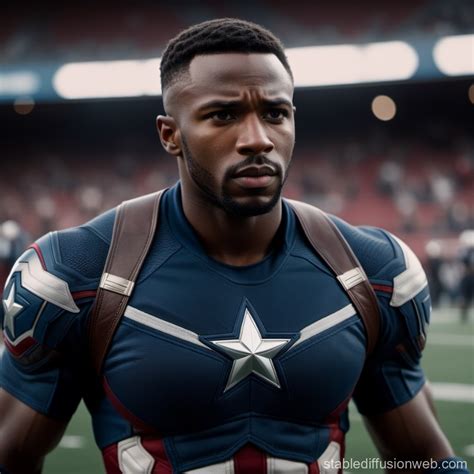 Black Captain America in Football Game | Stable Diffusion Online