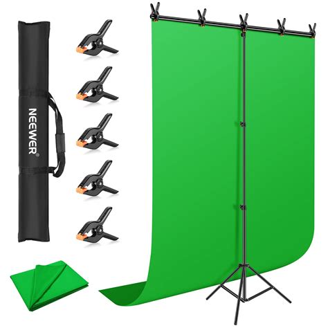 Neewer Green Screen Backdrop Stand Kit 5x8ft Chromakey Green ...