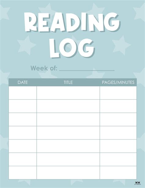 Printable Book Reading Log