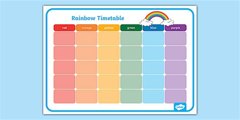 Rainbow Continuous Provision Timetable
