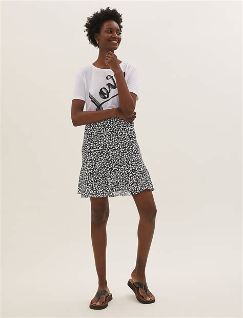Buy Ditsy Floral Mini Tiered Skirt at Marks & Spencer