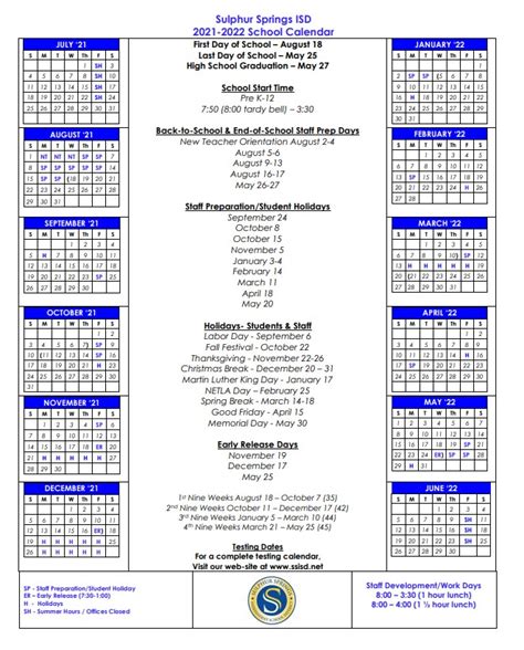 Sisd Calendar