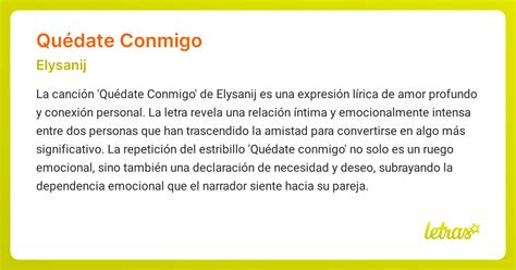 Significado de la canción QUÉDATE CONMIGO (Elysanij) - LETRAS.COM