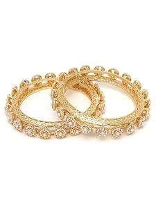 Buy Karatcart Set of 2 White Pearl Studded Gold Plated Bangles for ...