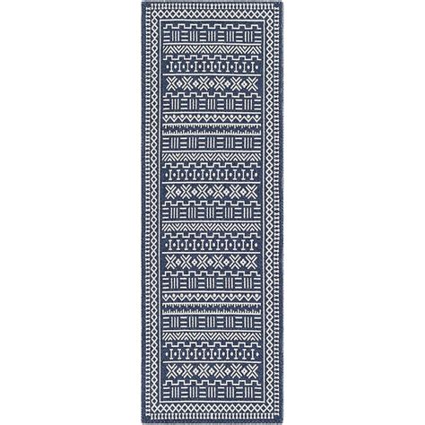 Surya La Casa 3 X 8 (ft) Dark Blue Indoor Medallion Global Area Rug in ...