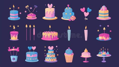 Happy Birthday Party Line Icon Set. Included the Icons As Celebration ...