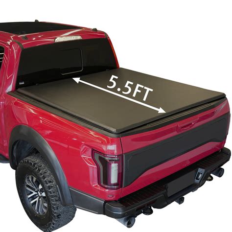 XTWEEX Soft Roll Up Truck Bed Tonneau Cover Fits 2015-2023 Ford F150 Double Cab/Crew Cab ...