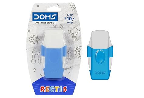 DOMS Non-Toxic Recti 5 Multicolored Dust Free Eraser Blister Pack ...