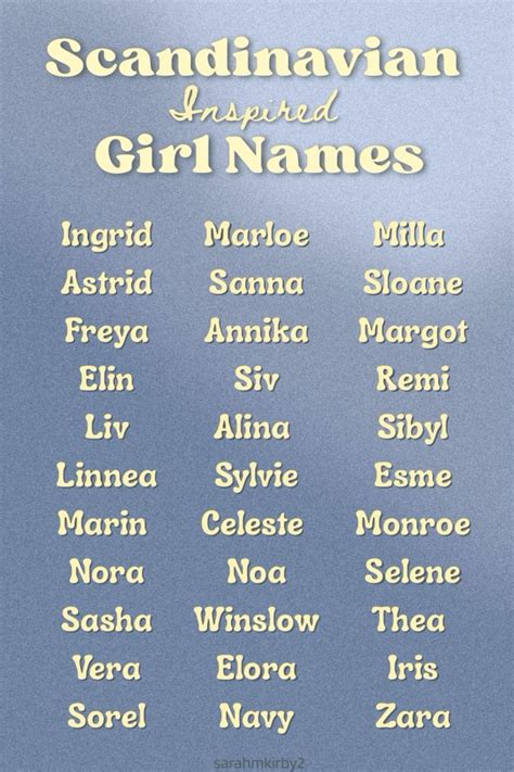 Scandinavian inspired baby girl names | French baby names, Scandinavian ...