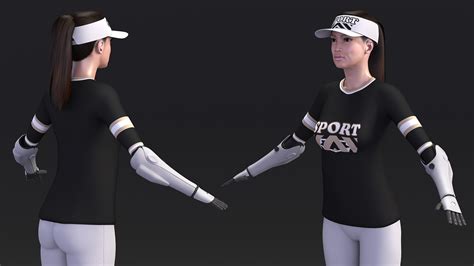 Woman with Bionic Arms T-pose 3D model | 3D Molier International