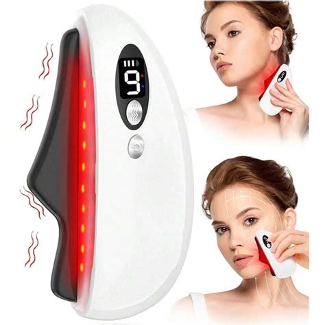 1 Peça Máquina Facial Eletrônica Guasha com Aquecimento, Vibração, LED ...