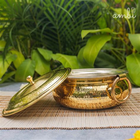 Pure Brass Hammered Biriyani Lagan / Degchi with Kalai - 9 inches diam
