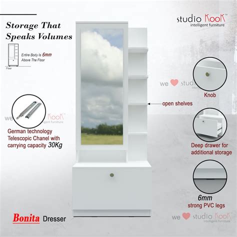 Bonita Dresser Unit / Dressing Table with Mirror – StudioKook