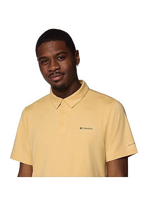 Columbia Mens Yellow Omni-Shade Tech Trail Polo Tshirt