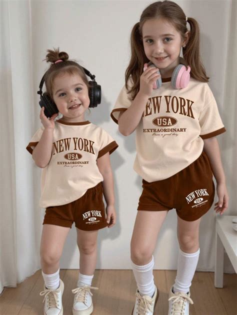 Toddler Girls' Casual Fashion Creative Beige & Brown Color Block Letter ...