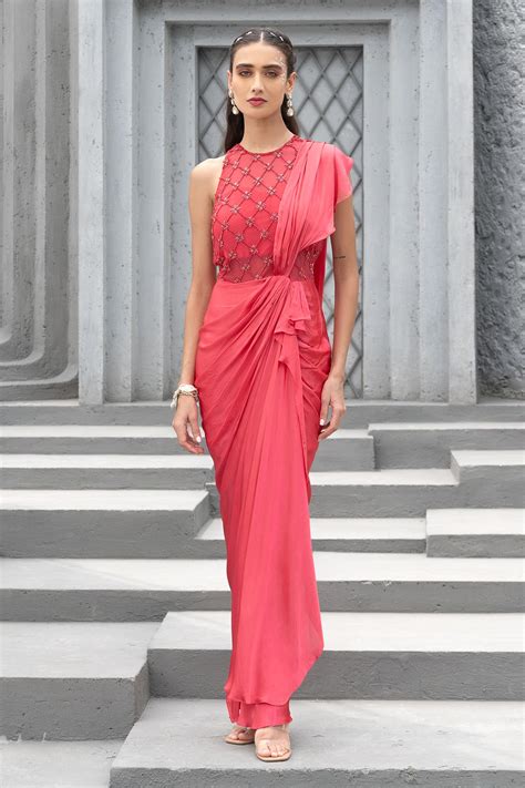 Raspberry Embroidered Gown — GAIA by Archie