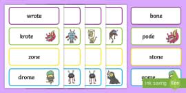 Phase 5 'o-e' Split Digraph Colour by Phoneme Real and Nonsense Words ...