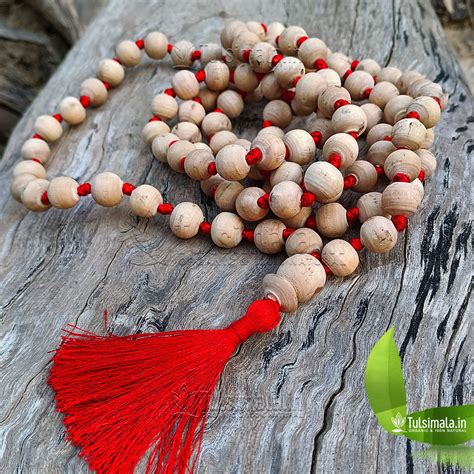 108+1 Beads with Beautiful Red Tussel Original Tulsi Japa Mala - Tulsi Mala