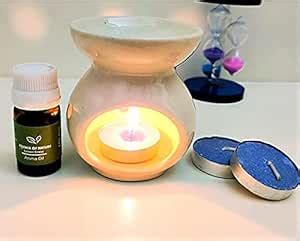AL Asian Lily Oil Diffuser Set, 4 * 3 cm Cream Ceramic Burner with 2 ...