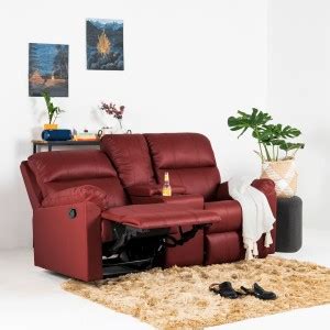 Jordyblue Louis With Console 2 Seater Leatherette Manual Recliner Price ...