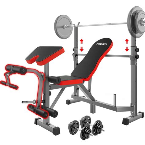 Buy Hozzen6-in-1 Adjustable Weight Bench 660LB Olympic Workout Bench ...