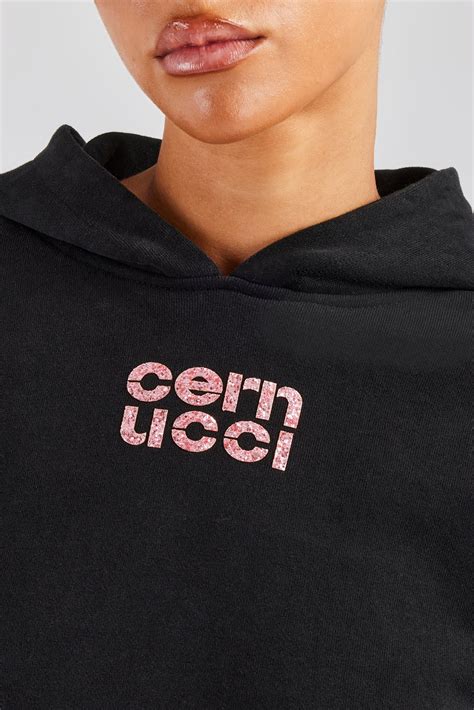 Glitter Applique Oversized Hoodie - Black | Womens Hoodies & Sweats ...