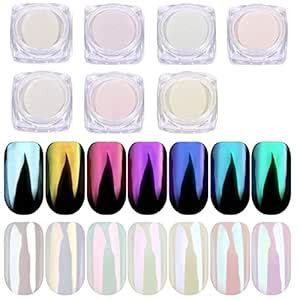 Buy D.B.Z. ® Chrome Nail Powder - 7 Colors Pearl Holographic Mirror ...