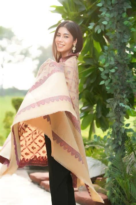 Women Faux Pashmina Ethnic Weave with Metallic Paisley Palla Beige Sof ...