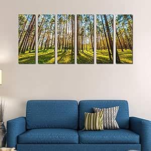 999STORE Multiple Wooden Framed Printed Pine Forest Art Panels Wall ...