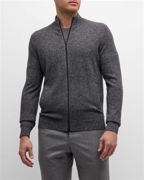 Neiman Marcus Men's Cashmere-Silk Full-Zip Sweater | Neiman Marcus