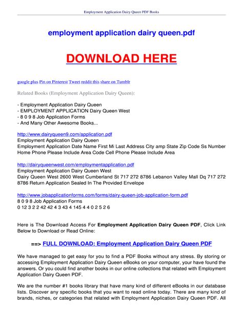 Dairy Queen Employment Application - Blank Fillable Template | Fill Out ...