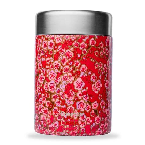 Food Jar Thermos Lekdicht 600 ml Flowers Red Qwetch voor warm en koud