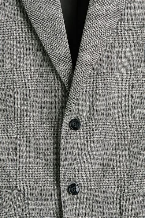 Regular Fit Single-breasted jacket - Grey/Checked - Men | H&M IN