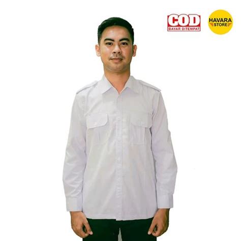 Jual BAJU PDH PUTIH LENGAN PANJANG / BAJU SERAGAM DINAS PANJANG - Putih ...