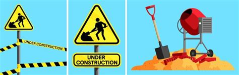 Set of under construction signs with man at work | Premium Vector