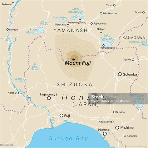 Mount Fuji Fujisan And Vicinity Political Map Stock Illustration ...