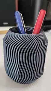 Modern Spiral Design Pen Holder, Grey Cylindrical Desk Organizer, 11.6 ...