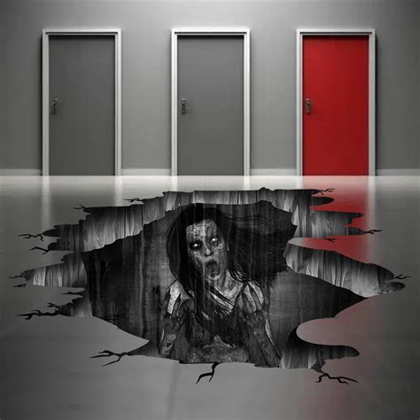 Eutecado Scary 3D Halloween Witch Floor Wall Stickers Zombie Scratching ...