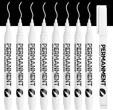 8× White Permanent Marker Pen, Waterproof Paint Pens Quick-drying Ink ...