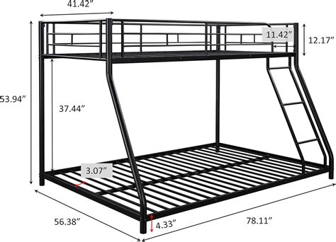 Buy Bunk Beds Twin Over Full, Heavy Duty Metal Bed Frame with Safety ...