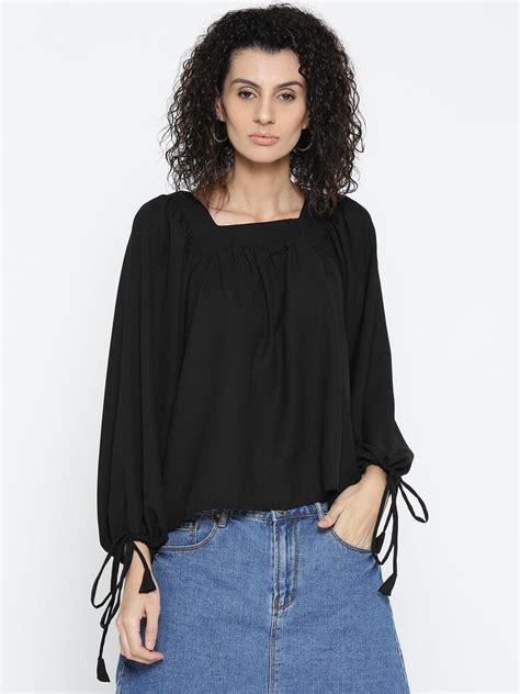 Women Black Solid Top – StyleQuotient