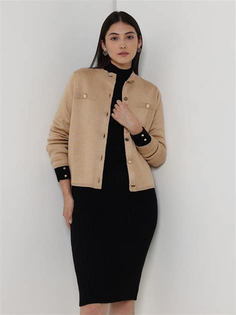 Buy Beige LivSoft Round Neck Cardigan Online | FableStreet