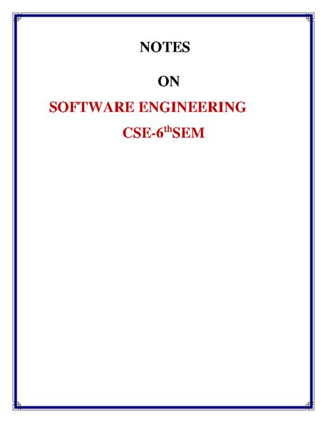 Software engineering notes - NOTES ON SOFTWARE ENGINEERING CSE- 6 th ...